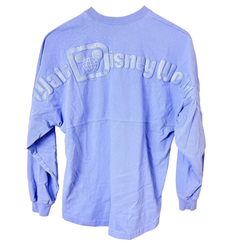 Walt Disney World Spirit Jersey Womens XS Purple‎ Glitter Silvery Spellout Puff